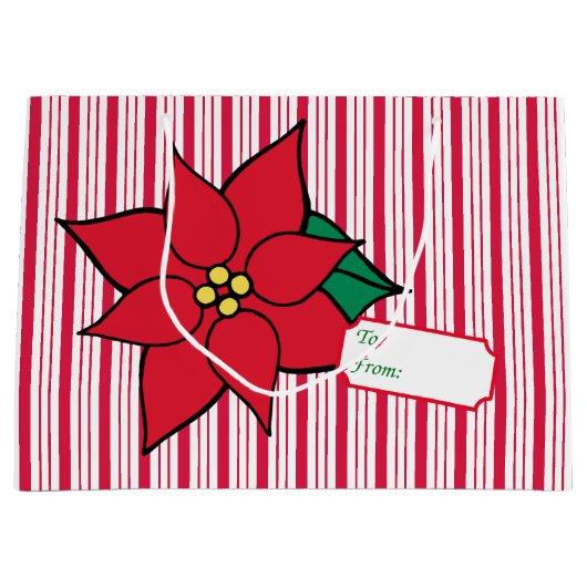 Peppermint kerstmis Poinsettia Gift Label Bag Groot Cadeauzakje (Voorkant)