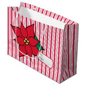 Peppermint kerstmis Poinsettia Gift Label Bag Groot Cadeauzakje (Voorkant Gekanteld)