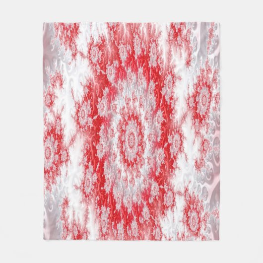 Peppermint Kerstmis Twist Fractal Fleece Deken (Voorkant)