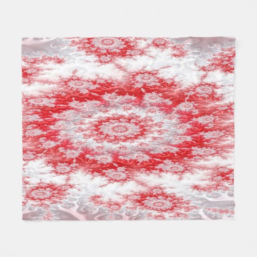 Peppermint Kerstmis Twist Fractal Fleece Deken (Voorkant (Horizontaal))