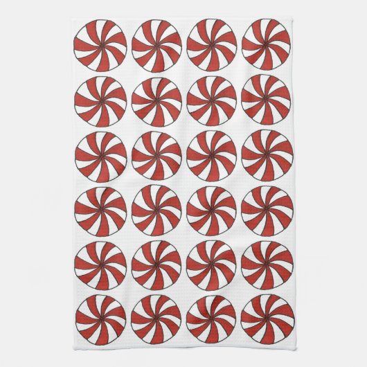 Peppermint-kerstSnoep Snoepjes Holiday Towel Theedoek (Verticaal)