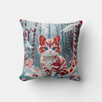 Peppermint Kitten - Candy Cane Forest Pillow Kussen