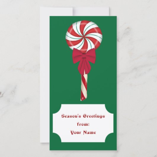 Peppermint Lollipop-fotokaart Feestdagenkaart (Voorkant)
