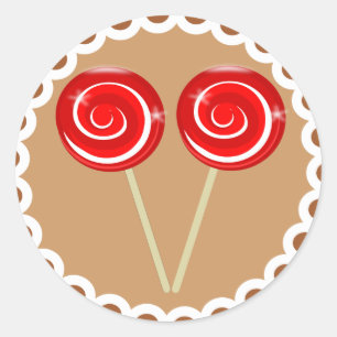 Peppermint Lollipop-Sticker voor kerstkoekjes Ronde Sticker