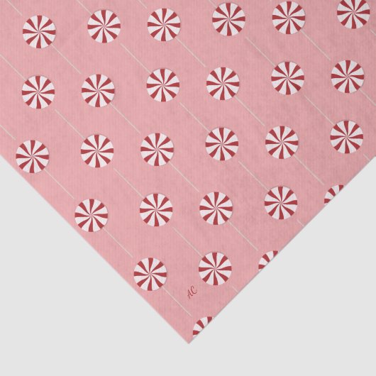 Peppermint Lollipops Pink Holiday Tissue Paper Tissuepapier (Detail)
