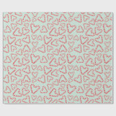 Peppermint Love Candy Cane Hearts Menthol Green Cadeaupapier (Vlak)