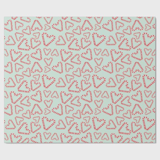 Peppermint Love Candy Cane Hearts Menthol Green Cadeaupapier (Vlak)