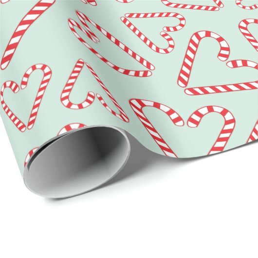Peppermint Love Candy Cane Hearts Menthol Green Cadeaupapier (Rol Hoek)