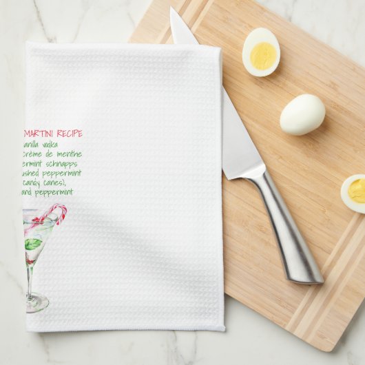 Peppermint Martini Illustration Holiday Theedoek (Quarter Fold)