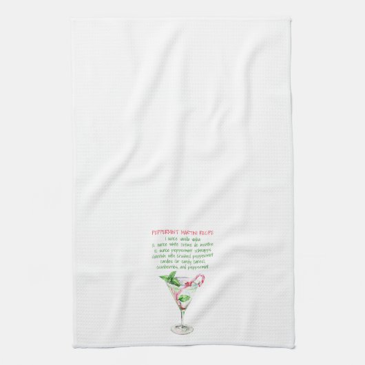 Peppermint Martini Illustration Holiday Theedoek (Verticaal)