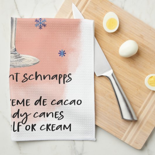 Peppermint Martini Recept Kerstmis ontwerp Theedoek (Quarter Fold)