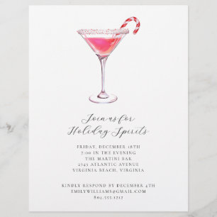 Peppermint Martini Vakantie Cocktail Party Uitnodi Flyer