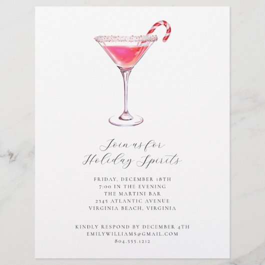 Peppermint Martini Vakantie Cocktail Party Uitnodi Flyer (Voorkant)
