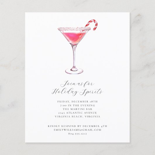 Peppermint Martini Vakantie Cocktail Party Uitnodi Flyer (Voorkant)