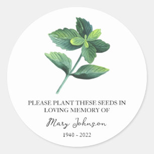 Peppermint Memorial Funeral Seed Packet Ronde Sticker
