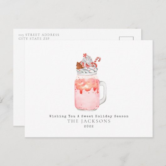 Peppermint Milkshake Sweet Kerstmis Feestdagenkaart (Voorkant / Achterkant)