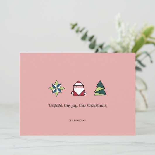 Peppermint Origami Kerstmis Feestdagenkaart (Staand voorkant)