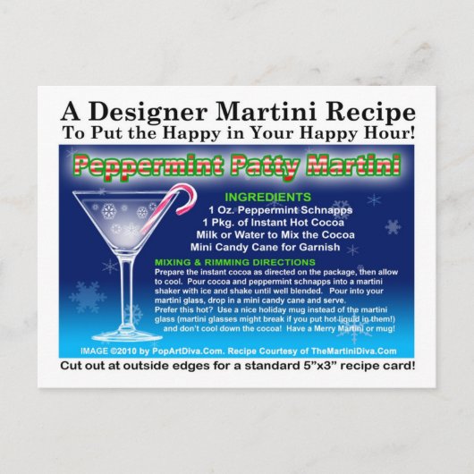 Peppermint Patty Christmas Martini Recept Briefkaa Briefkaart (Voorkant)