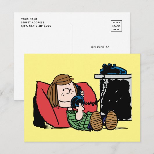 Peppermint Patty op de Telefoon Briefkaart (Voorkant / Achterkant)