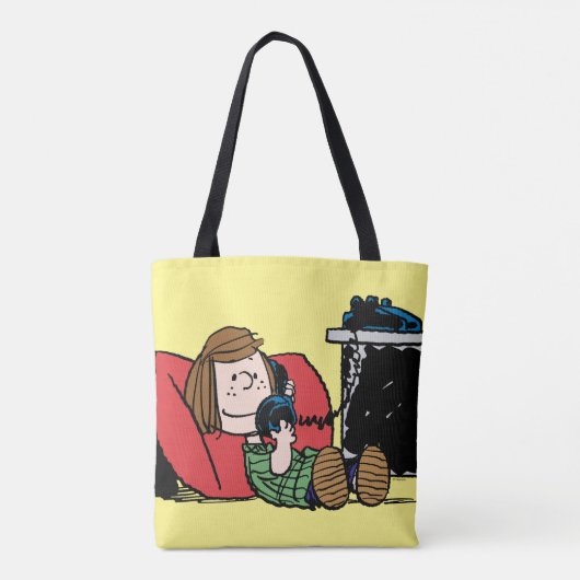 Peppermint Patty op de Telefoon Tote Bag (Achterkant)