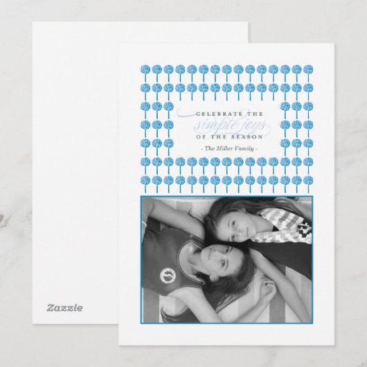 Peppermint Peacock Framed Holiday-fotokaart Feestdagenkaart (Voorkant / Achterkant)