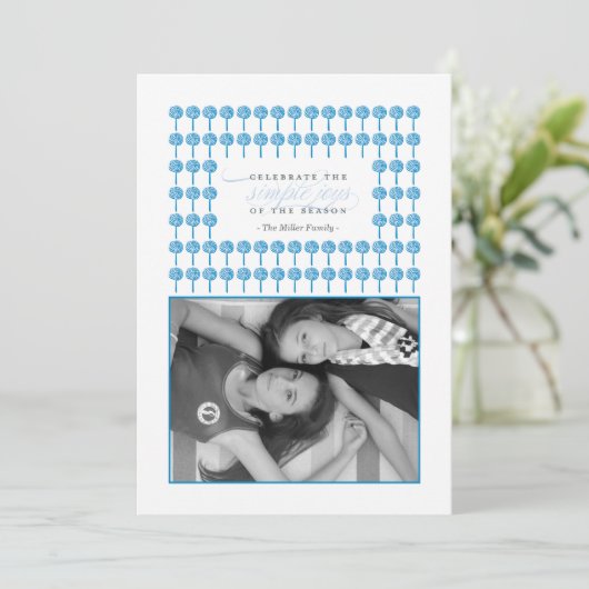 Peppermint Peacock Framed Holiday-fotokaart Feestdagenkaart (Staand voorkant)