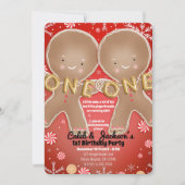 Peppermint Peperkoek Tweeling 1e Verjaardagsfeestj Kaart (Voorkant)