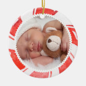 Peppermint Photo-Lijst | Kerstfeestdag Keramisch Ornament (Voorkant)