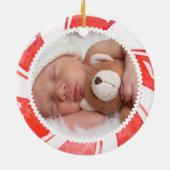 Peppermint Photo-Lijst | Kerstfeestdag Keramisch Ornament (Achterkant)