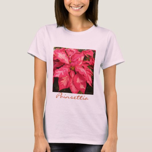 Peppermint Pink Poinsettia T-shirt (Voorkant)