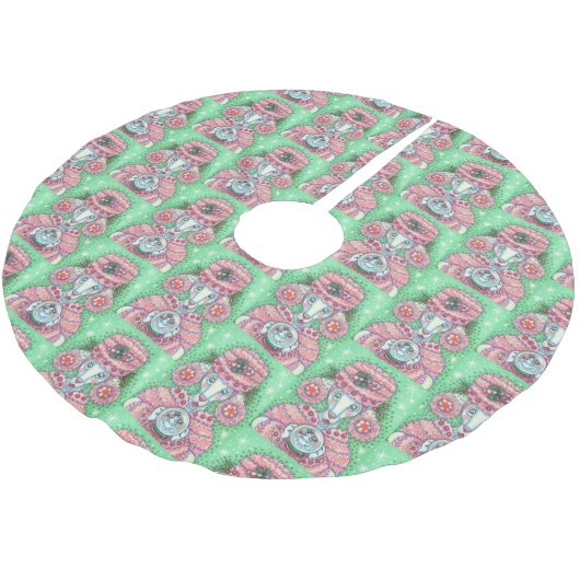 PEPPERMINT PINK POODLE CHRISTMAS TREE SKIRT KERSTBOOM ROK (Gekanteld)