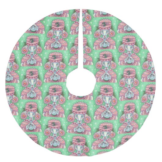 PEPPERMINT PINK POODLE CHRISTMAS TREE SKIRT KERSTBOOM ROK (Voorkant)