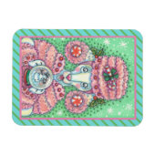 PEPPERMINT PINK POODLE, FUNNY CHRISTMAS DOG MAGNET MAGNEET (Horizontaal)