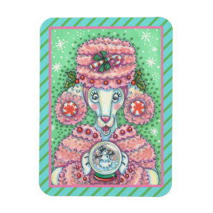 PEPPERMINT PINK POODLE, FUNNY CHRISTMAS DOG MAGNET MAGNEET