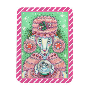 PEPPERMINT PINK POODLE, FUNNY CHRISTMAS DOG MAGNET MAGNEET