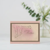 Peppermint Pink Vintage Kerstmis Briefkaart (Staand voorkant)