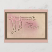 Peppermint Pink Vintage Kerstmis Briefkaart (Voorkant)