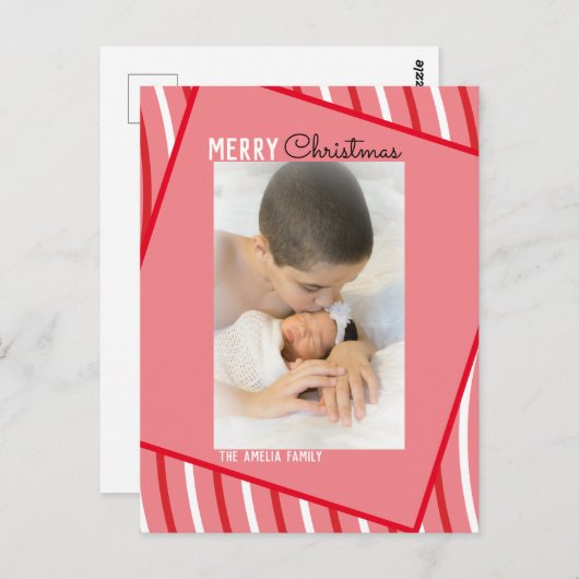 Peppermint Rainbow kerstroze foto Briefkaart (Voorkant / Achterkant)