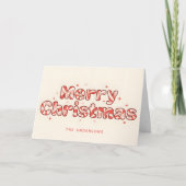 Peppermint Retro Script Merry Christmas Feestdagen Kaart (Voorkant)