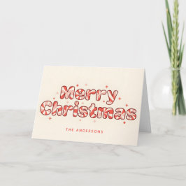 Peppermint Retro Script Merry Christmas Feestdagen Kaart