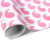 Peppermint roze paisley op wit cadeaupapier (Rol Hoek)