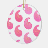 Peppermint roze paisley op wit keramisch ornament (Links)