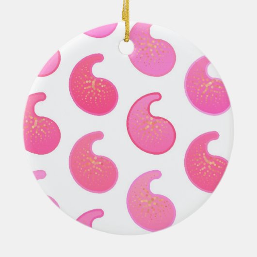 Peppermint roze paisley op wit keramisch ornament (Achterkant)