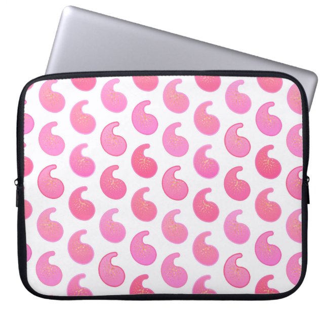 Peppermint roze paisley op wit laptop sleeve (Voorkant)
