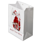 Peppermint Scandinavian Gnome kerst Custom Medium Cadeauzakje (Voorkant Gekanteld)