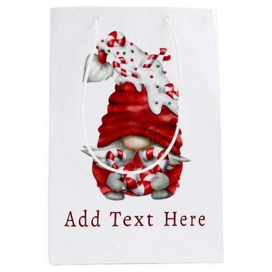 Peppermint Scandinavian Gnome kerst Custom Medium Cadeauzakje (Voorkant)