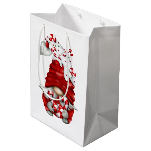 Peppermint Scandinavian Gnome kerst Custom Medium Cadeauzakje (Achterkant Gekanteld)