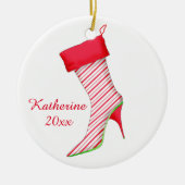Peppermint Shoe Lover met kerstversiering met naam Keramisch Ornament (Voorkant)
