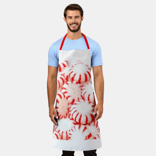 Peppermint Snoep All-Over-Print Long Apron Schort (Gedragen)