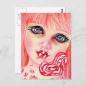 Peppermint Snoep Girl Holiday briefkaart (Voorkant / Achterkant)